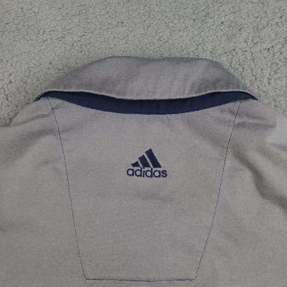 Adidas Polo Shirt Mens XL Gray Golf Climacool Short Sleeve Logo Stretch Striped‎
